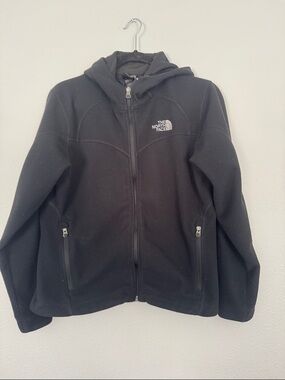 The North Face Black Hooded Fleece Jacket-Woman Medium Windwall
